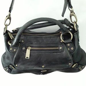 Cynthia Rowley Black Leather Bronze Stud Shoulder